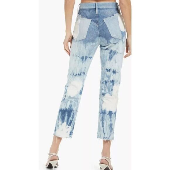 Frame Women's Sz 27 Blue Le Original Bleached High Rise Straight Fit Jeans - Picture 12 of 12